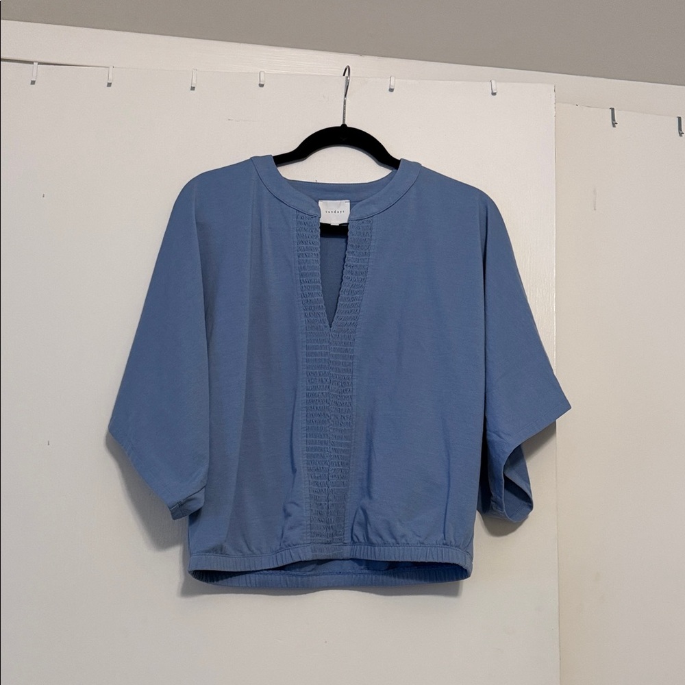 Sundays Blue V neck Dolman sleeve top
